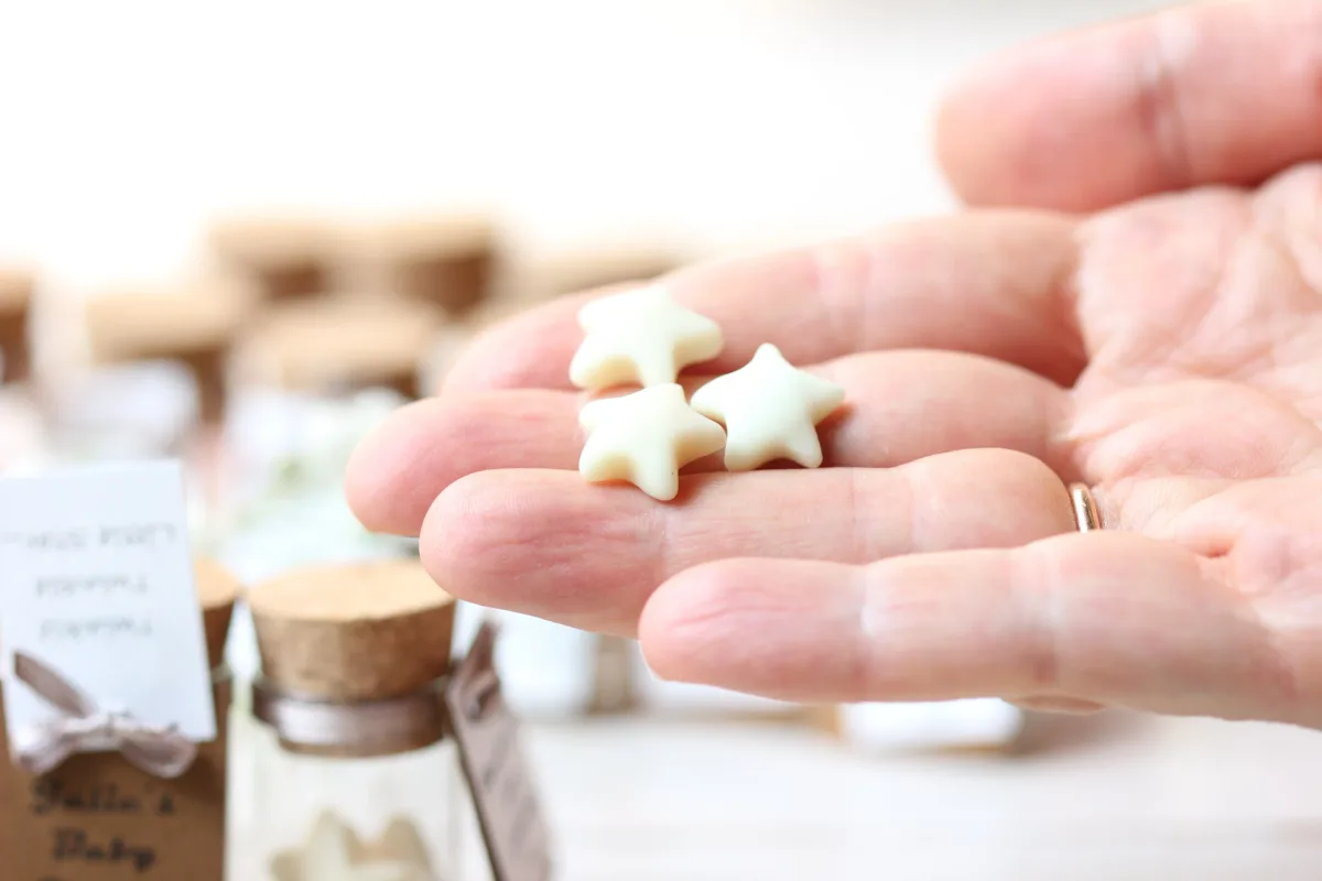Starry Magic in a Glass Bottle with Fluorescent Clay Stars Glow In The Dark Baby Shower Favor for Guests Twinkling Stars Custom Keepsake 7