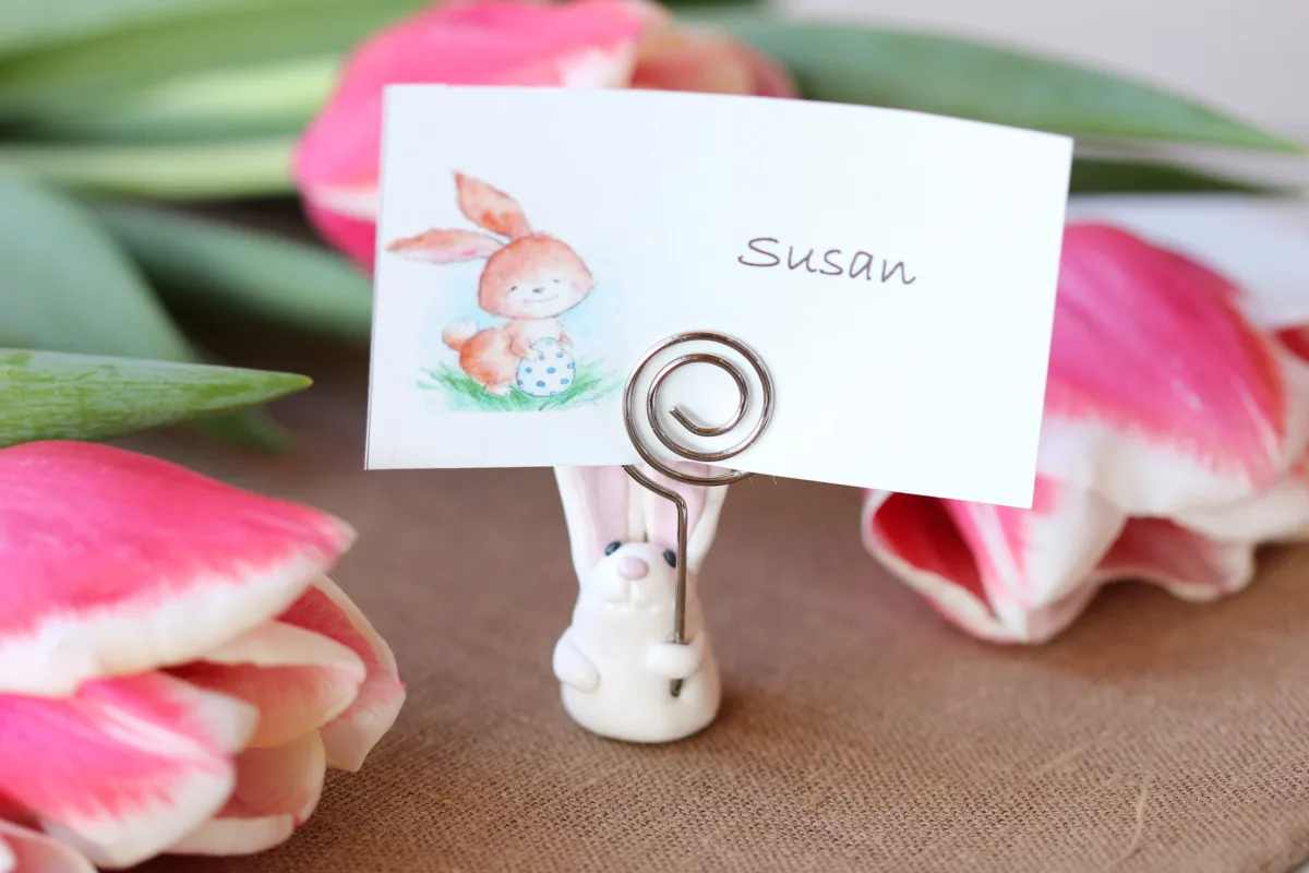 Bunny Shaped Place Card Holders Easter Dinner Cute Custom Holiday Name Place Holder Table Number Photo Holder Wedding Supplies Party Favors