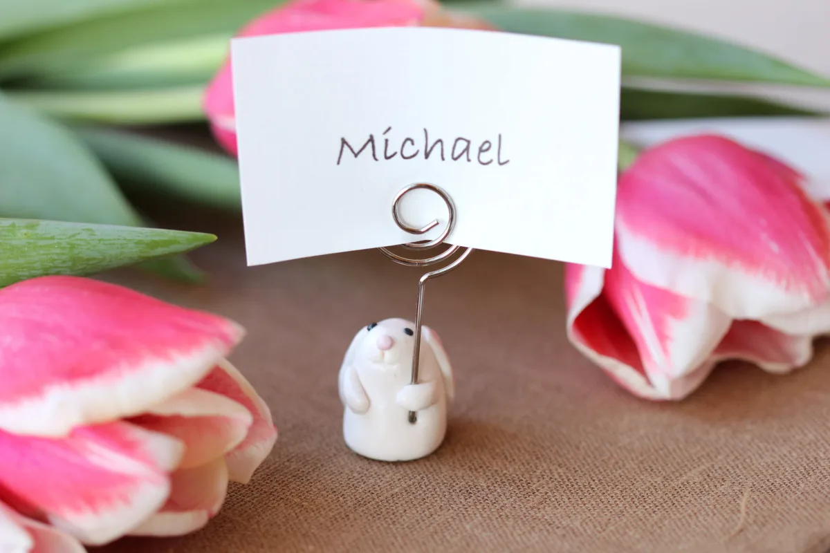 Bunny Shaped Place Card Holders For Easter Dinner Cute Custom Holiday Name Place Holder Table Number Holder Photo Holder Wedding Supplies 2