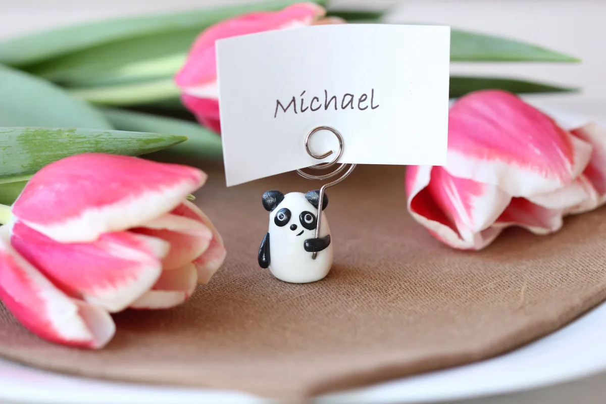 Cute Panda Figurine Custom Birthday Holiday Name Place Card Holders Table Number Photo Holder Wedding Supplies Party Favors Handmade Gift 1
