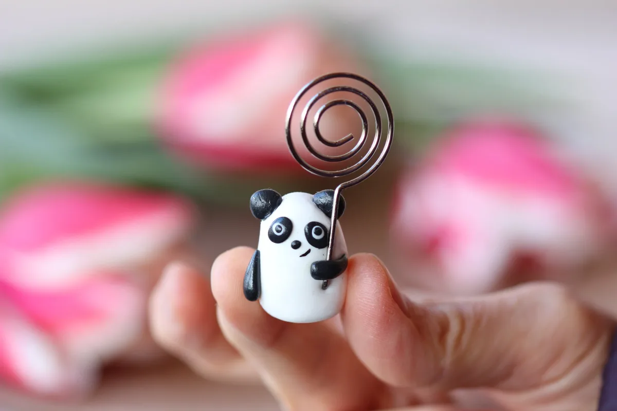 Cute Panda Figurine Custom Birthday Holiday Name Place Card Holders Table Number Photo Holder Wedding Supplies Party Favors Handmade Gift 4