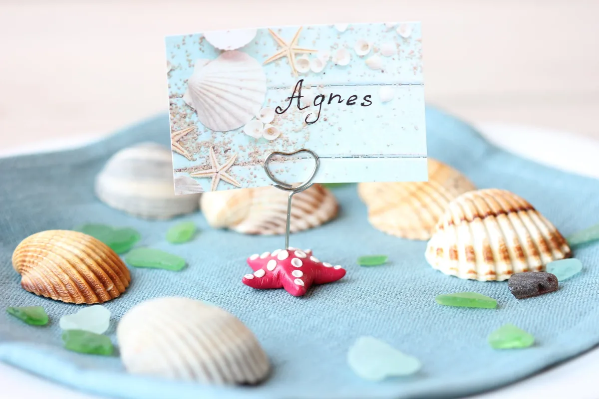 Starfish Figurine Custom Birthday Holiday Name Place Card Holders Table Number Photo Holder Party Favors Beach Wedding Supplies