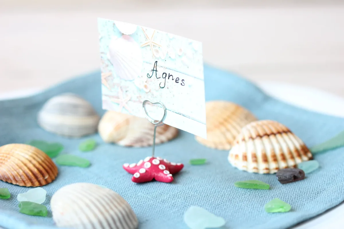Starfish Figurine Custom Birthday Holiday Name Place Card Holders Table Number Photo Holder Party Favors Beach Wedding Supplies 2