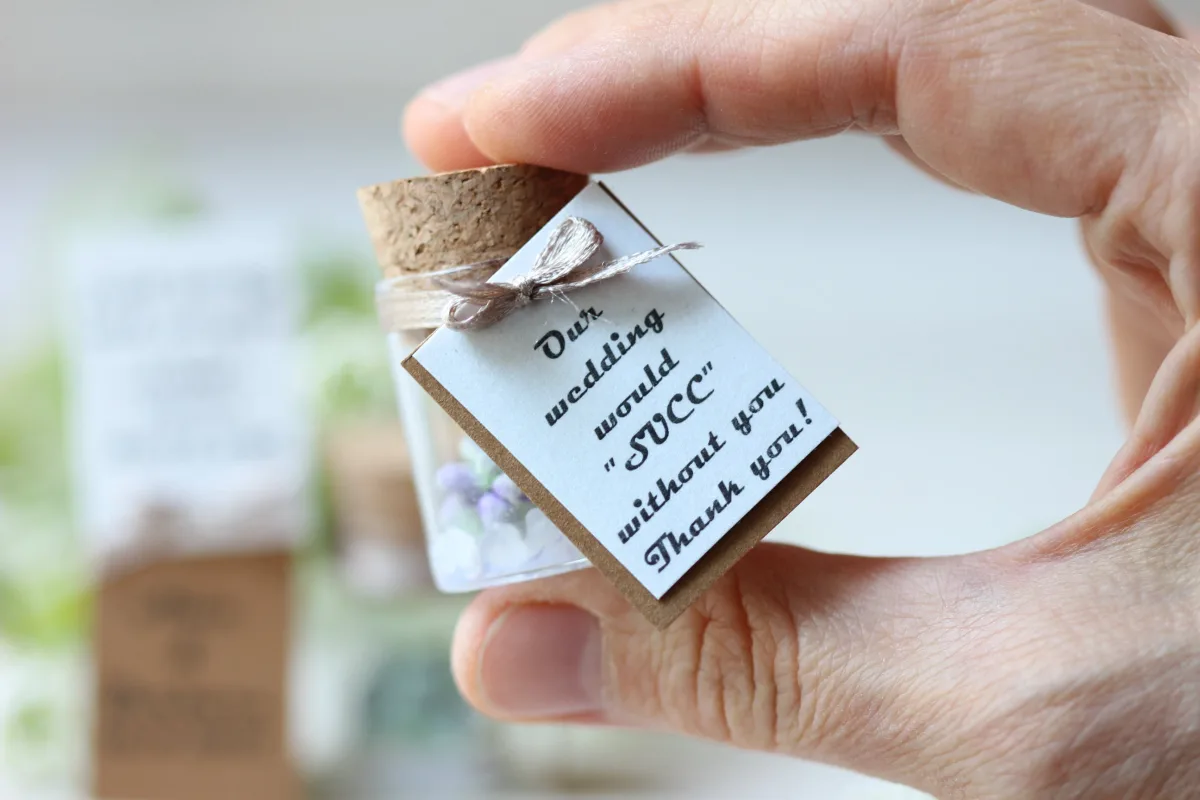 Succulent in Glass Bottle with Customizable Labels Bulk Party Favors for Guests Personalized Thank You Gift Customized Wedding Favors 3