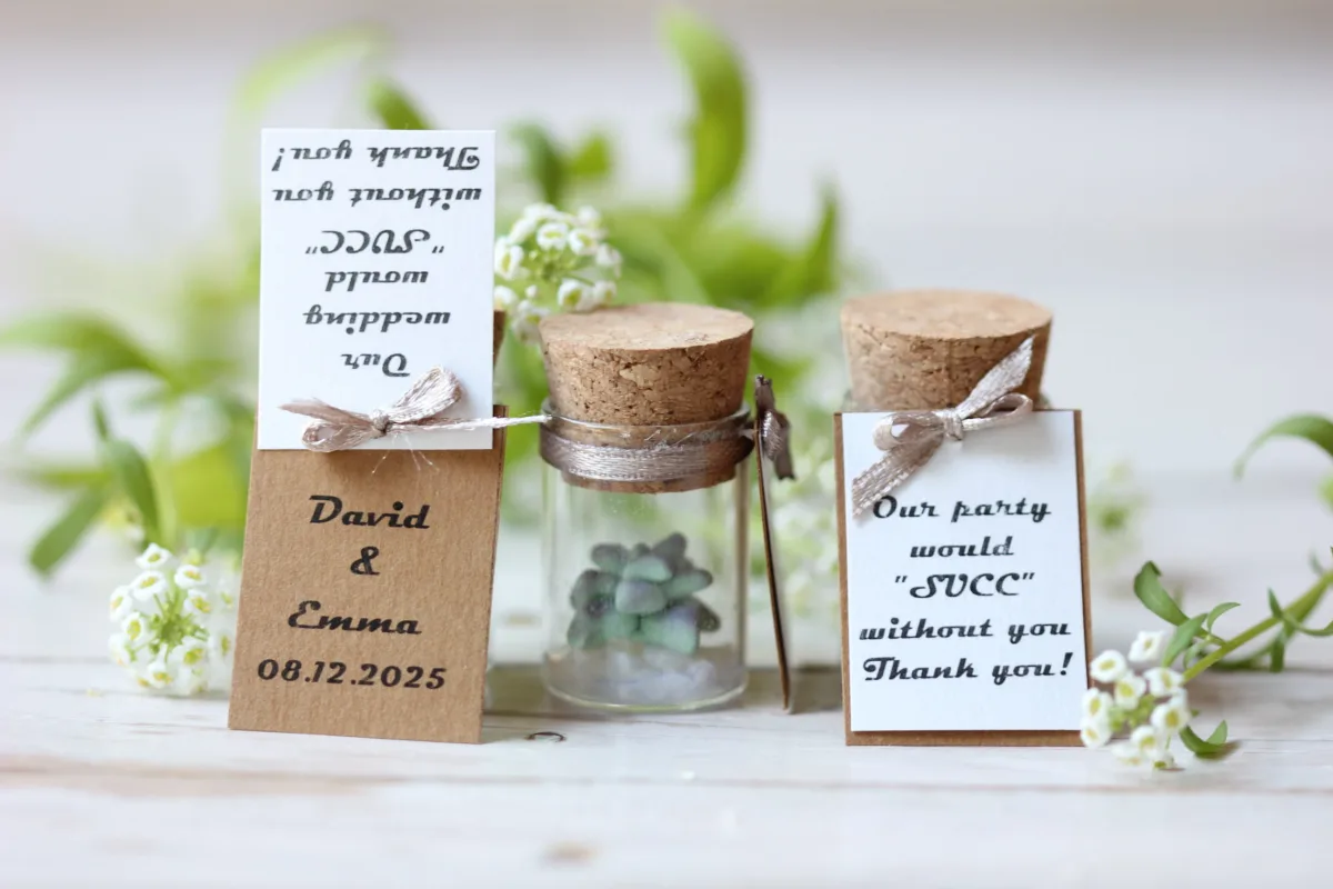 Succulent in Glass Bottle with Customizable Labels Bulk Wedding Favors for Guests Personalized Thank You Gift Customized Party Favors 5