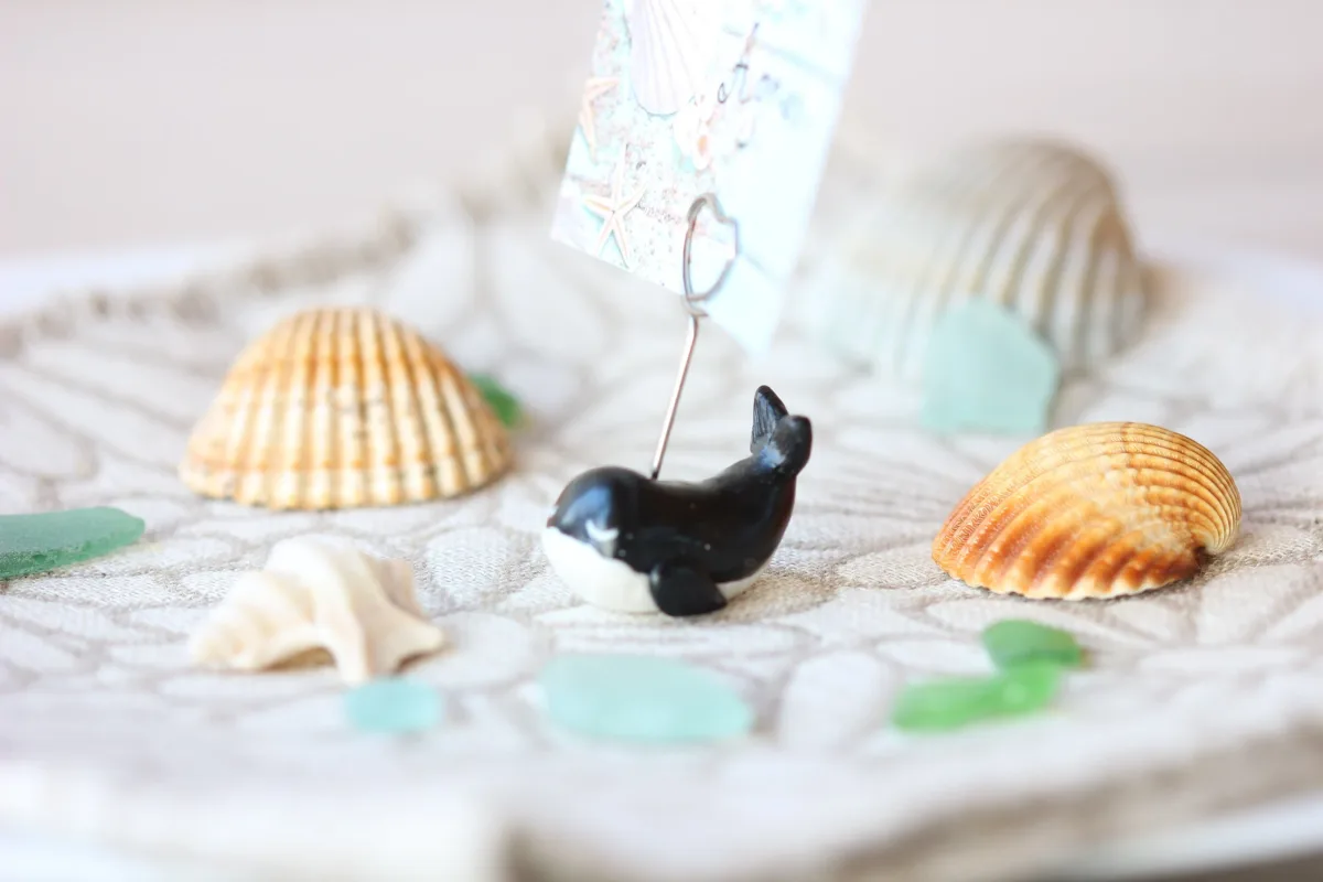 Whale Figurine Custom Birthday Holiday Name Place Card Holders Table Number Photo Holder Party Favors Beach Wedding Supplies Whale Lovers