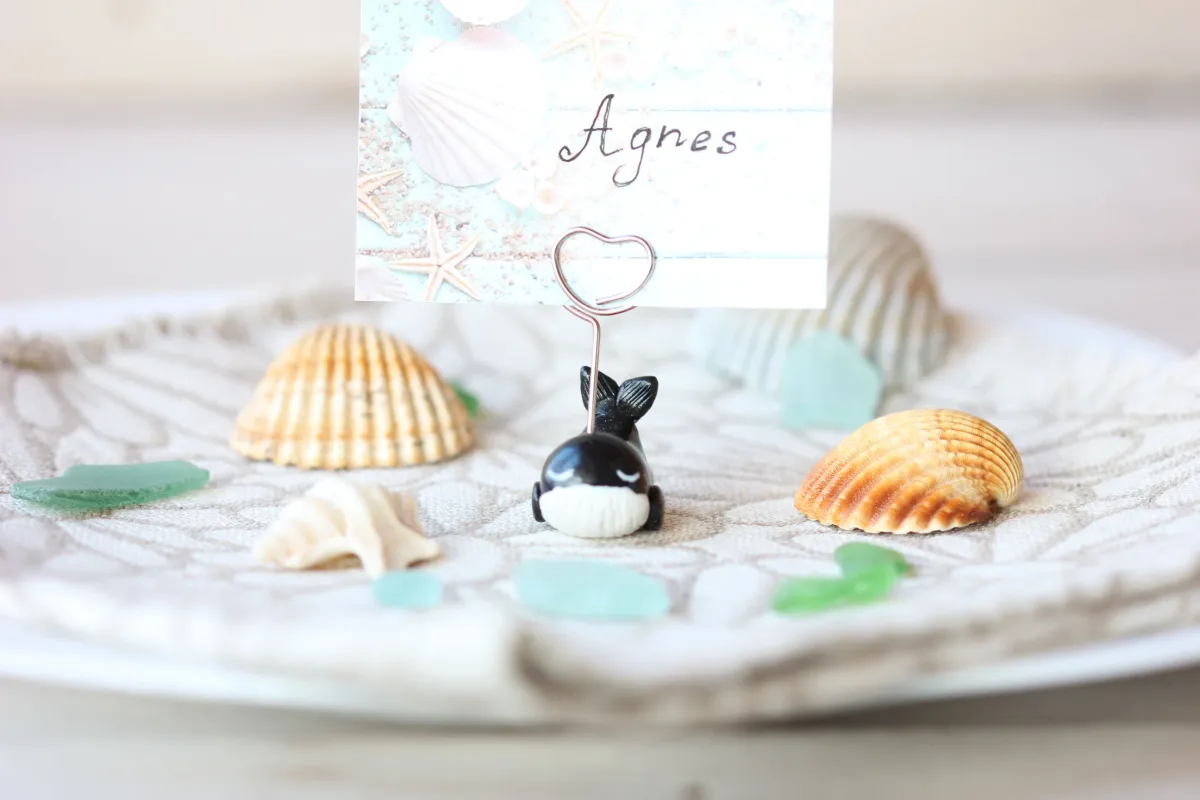 Whale Figurine Custom Birthday Holiday Name Place Card Holders Table Number Photo Holder Party Favors Beach Wedding Supplies Whale Lovers 4