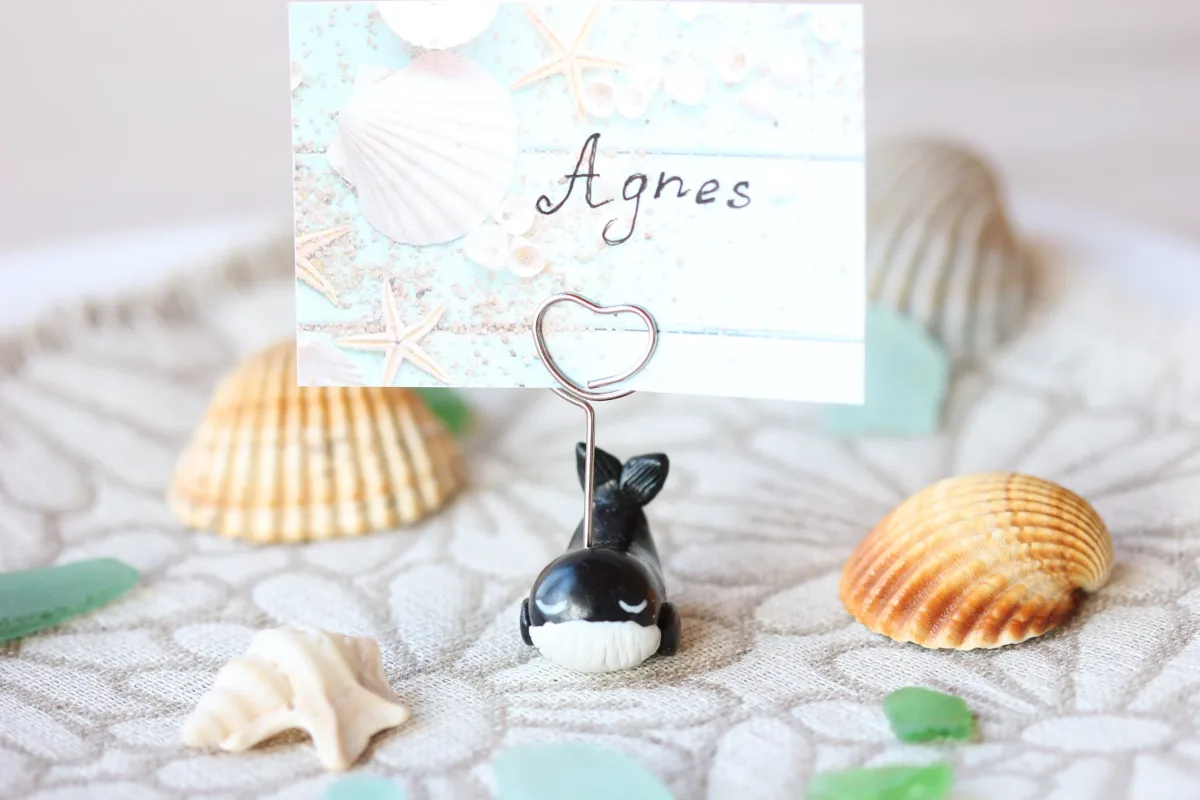 Whale Figurine Custom Birthday Holiday Name Place Card Holders Table Number Photo Holder Party Favors Beach Wedding Supplies Whale Lovers 5