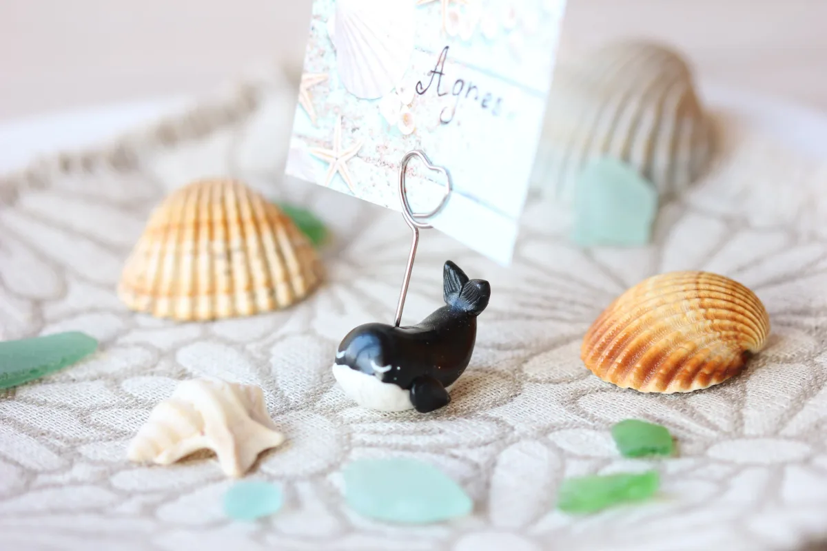 Whale Figurine Custom Birthday Holiday Name Place Card Holders Table Number Photo Holder Party Favors Beach Wedding Supplies Whale Lovers 6