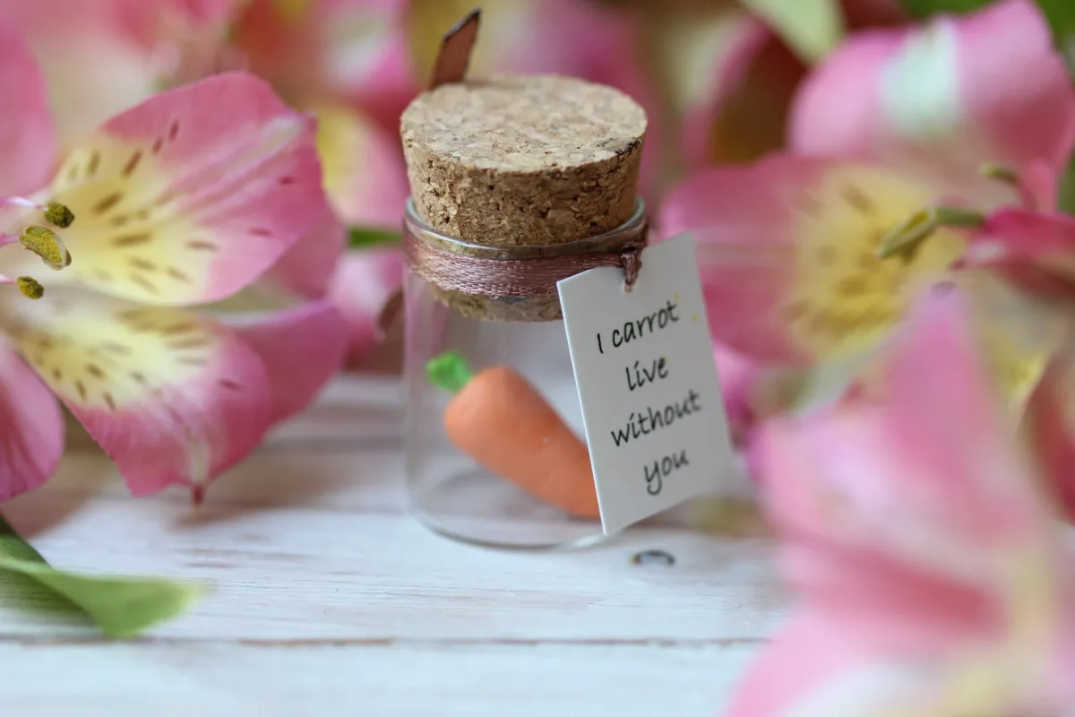 Funny Gift For Girlfriend Boyfriend Handmade Clay Carrot with Pun Message I carrot live without you Valentines Day Anniversary Birthday Gift 2