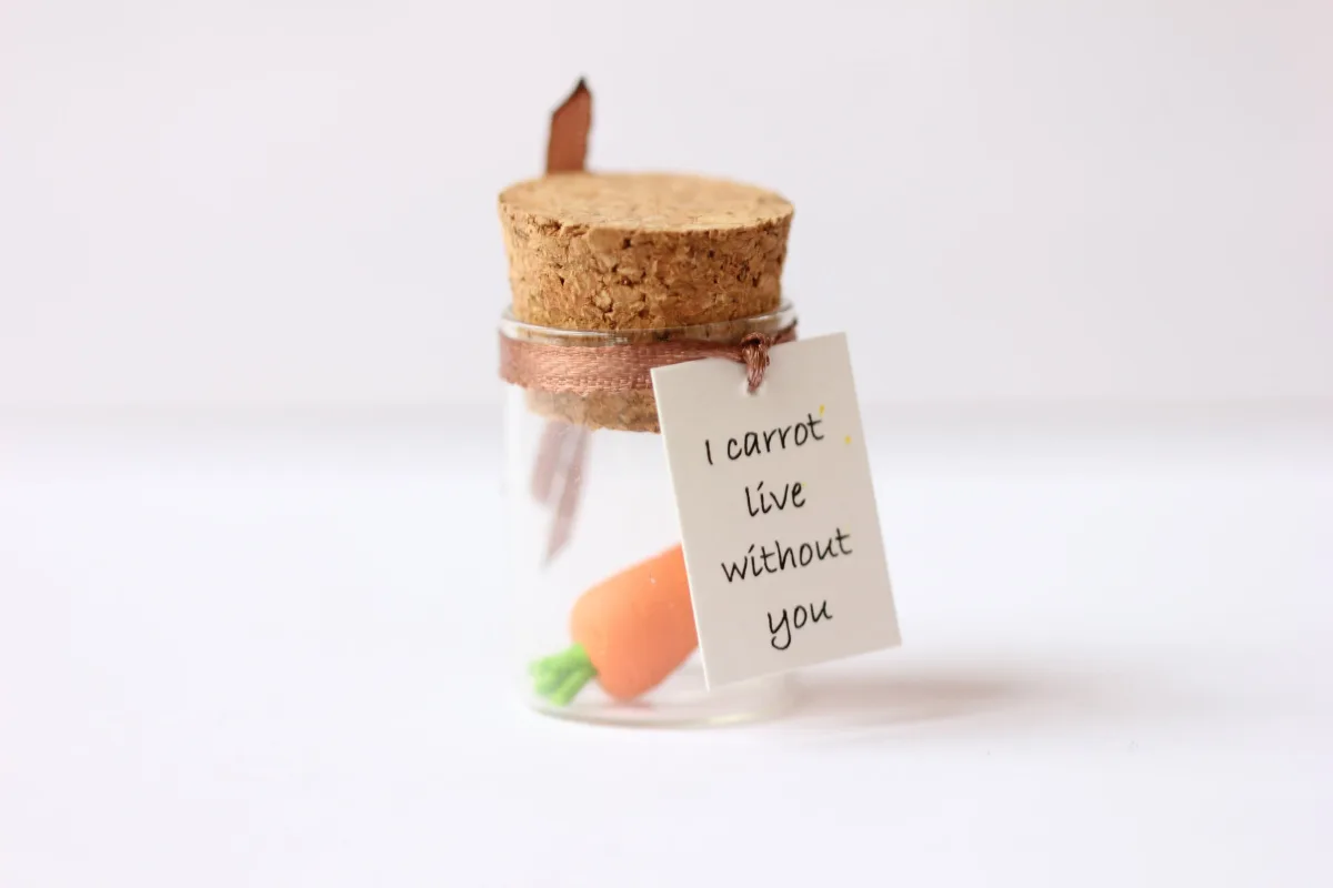 Funny Gift For Girlfriend Boyfriend Handmade Clay Carrot with Pun Message I carrot live without you Valentines Day Anniversary Birthday Gift 4