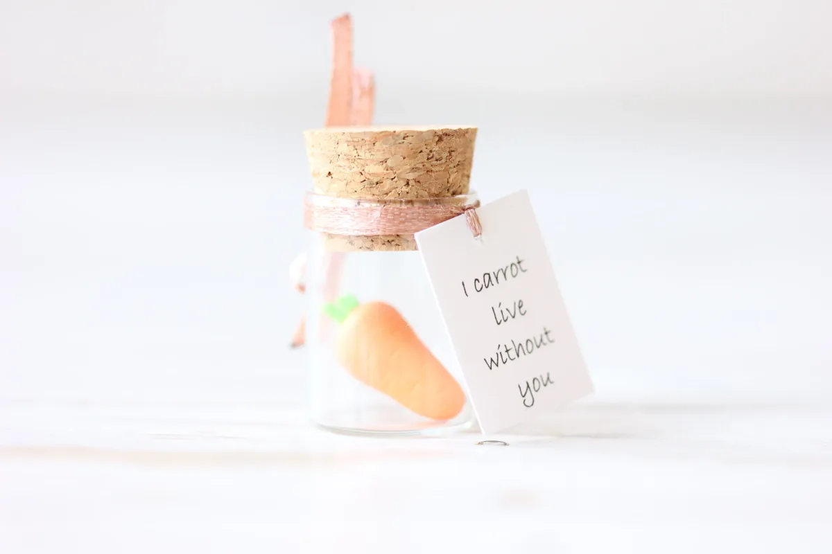 Funny Gift For Girlfriend Boyfriend Handmade Clay Carrot with Pun Message I carrot live without you Valentines Day Anniversary Birthday Gift 5
