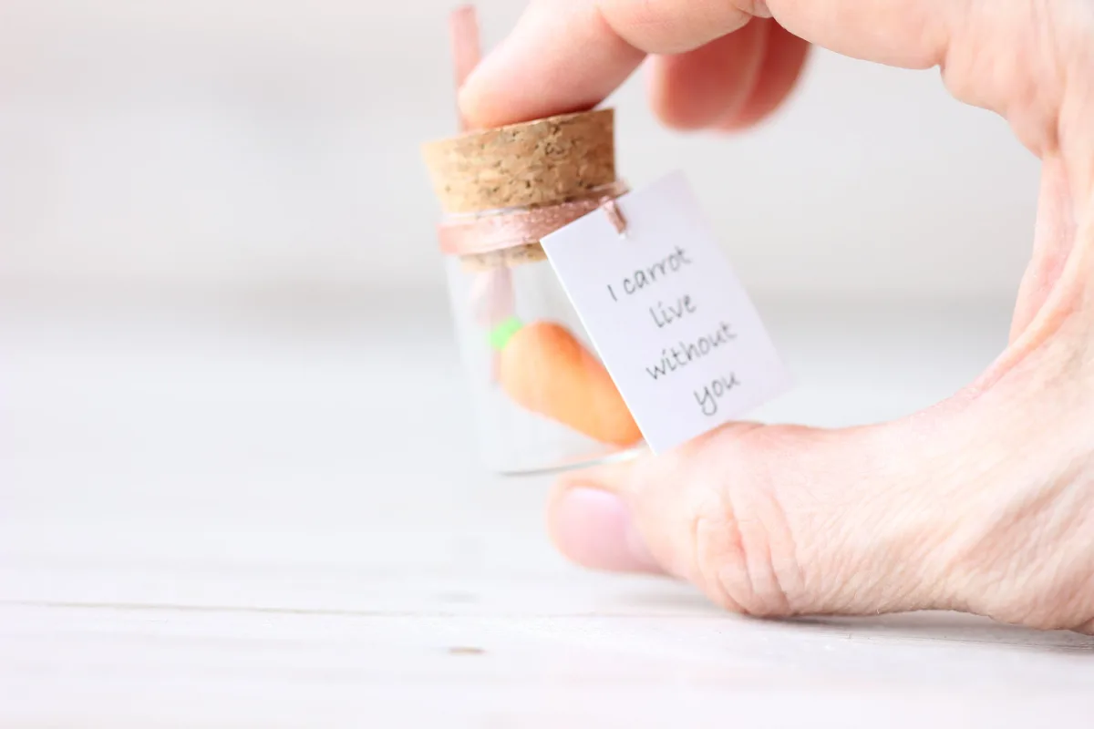 Funny Gift For Girlfriend Boyfriend Handmade Clay Carrot with Pun Message I carrot live without you Valentines Day Anniversary Birthday Gift 6