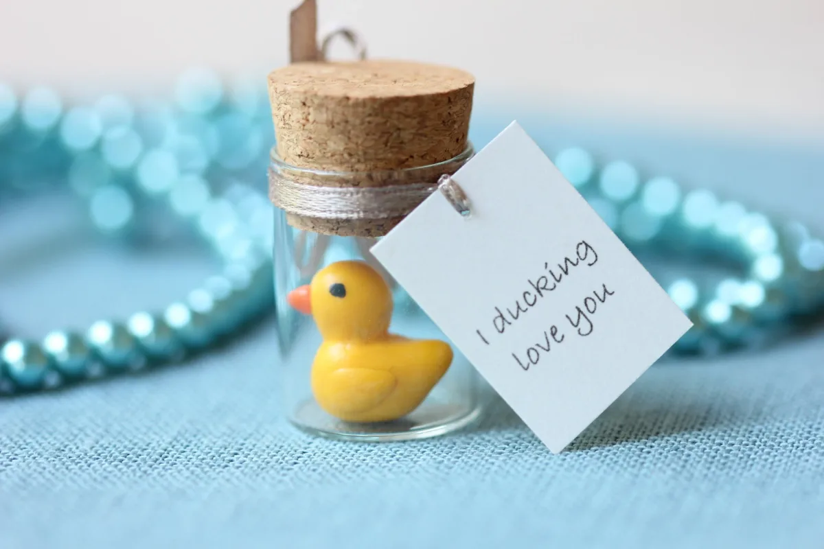 Miniature Duckling in a Bottle, Anniversary Birthday Valentines Day Gift Family Reunion Favors Customized Punny Gift for Duck Lovers 1