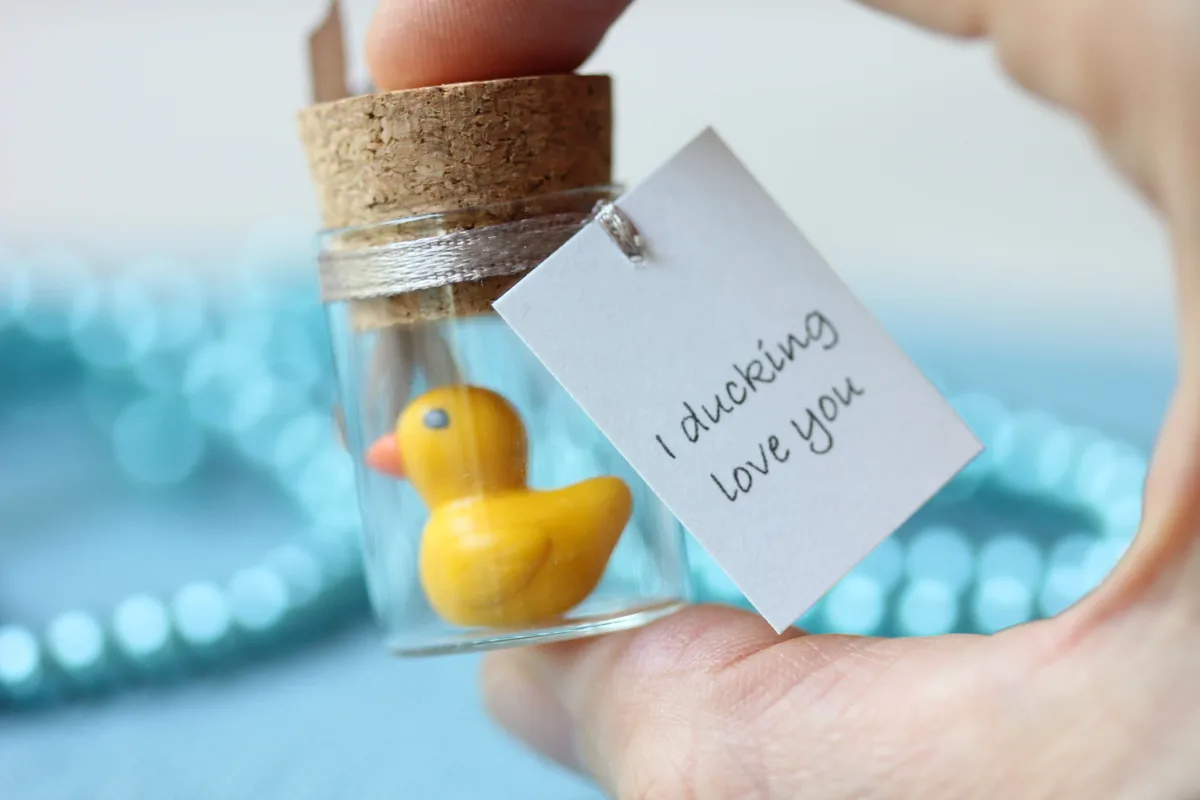 Miniature Duckling in a Bottle, Anniversary Birthday Valentines Day Gift Family Reunion Favors Customized Punny Gift for Duck Lovers 2