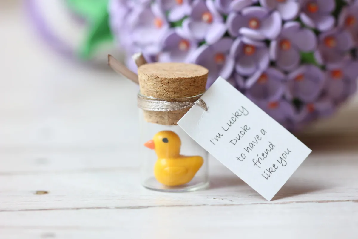 Miniature Duckling in a Bottle, Anniversary Birthday Valentines Day Gift Family Reunion Favors Customized Punny Gift for Duck Lovers 4
