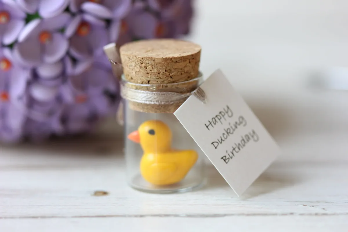 Miniature Duckling in a Bottle, Anniversary Birthday Valentines Day Gift Family Reunion Favors Customized Punny Gift for Duck Lovers 6