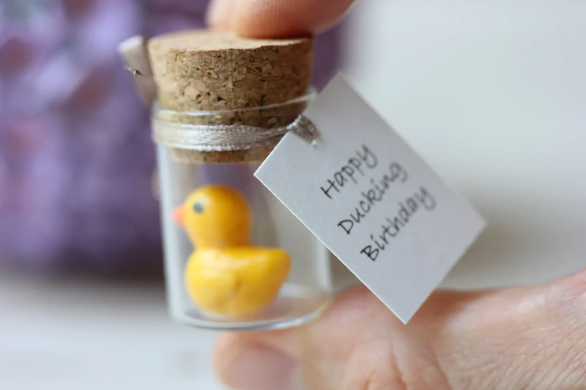 Miniature Duckling in a Bottle, Anniversary Birthday Valentines Day Gift Family Reunion Favors Customized Punny Gift for Duck Lovers 7