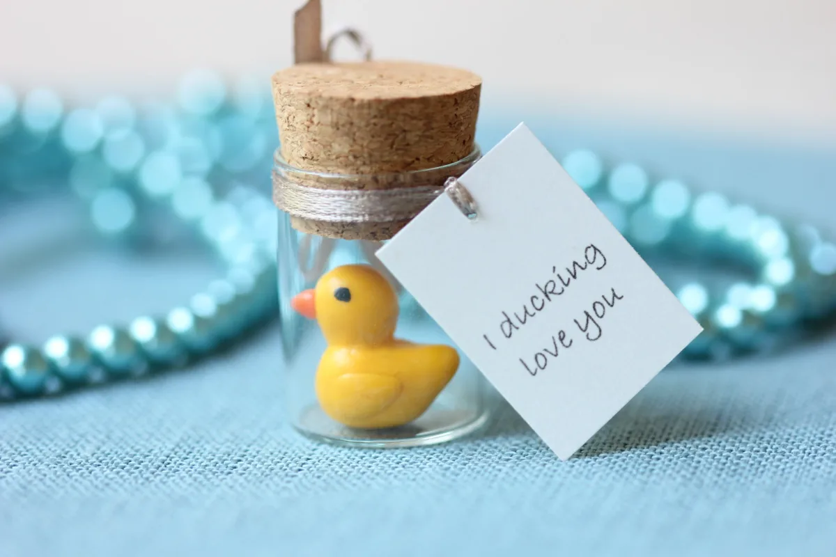 Miniature Duckling in a Bottle, Anniversary Birthday Valentines Day Gift Family Reunion Favors Customized Punny Gift for Duck Lovers 8