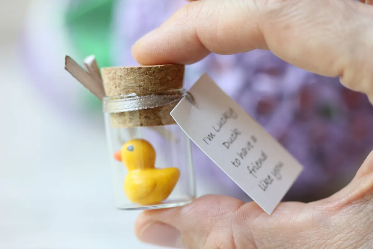 Miniature Duckling in a Bottle, Anniversary Birthday Valentines Day Gift Family Reunion Favors Customized Punny Gift for Duck Lovers 9