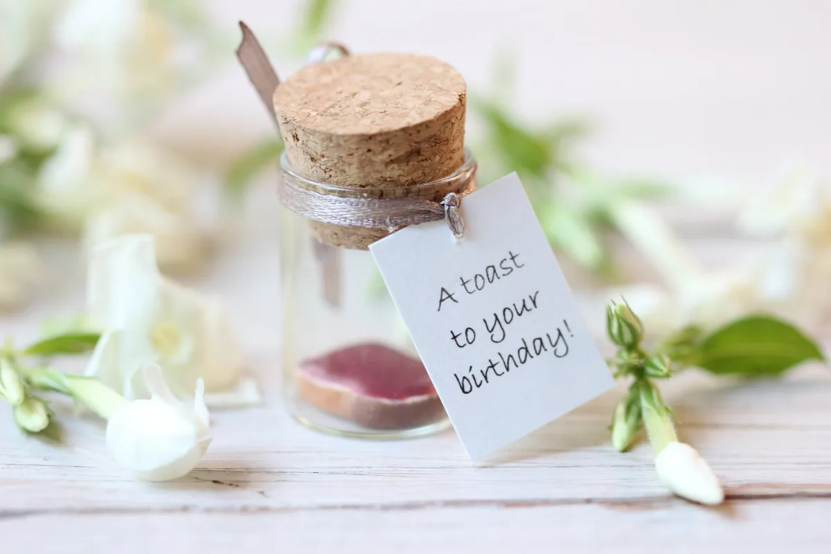 Toastful Expressions: Personalized Glass Bottle with Jam-Topped Toast Birthday Gift Unique Keepsake Valentine's Day Gifts For Her For Him 1