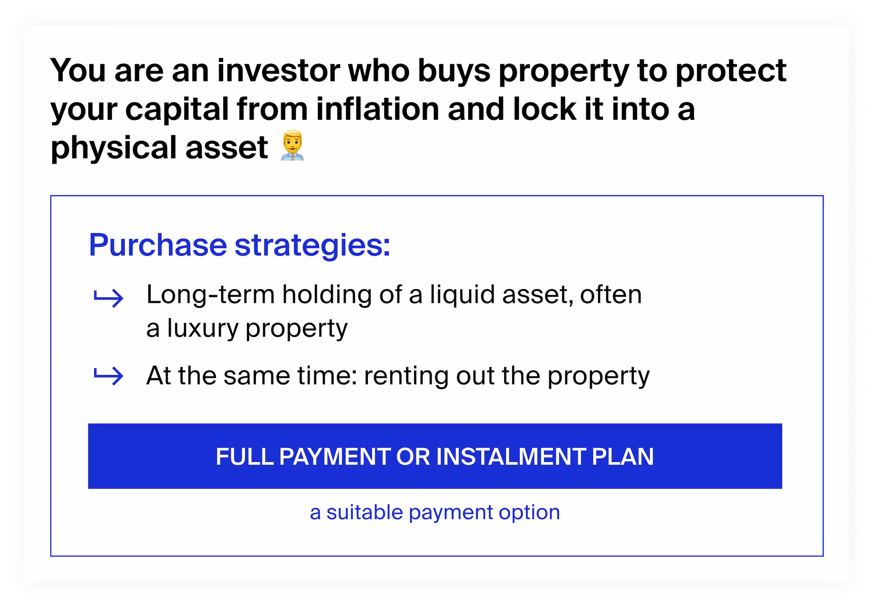 Who full payment and a developer payment plan suit