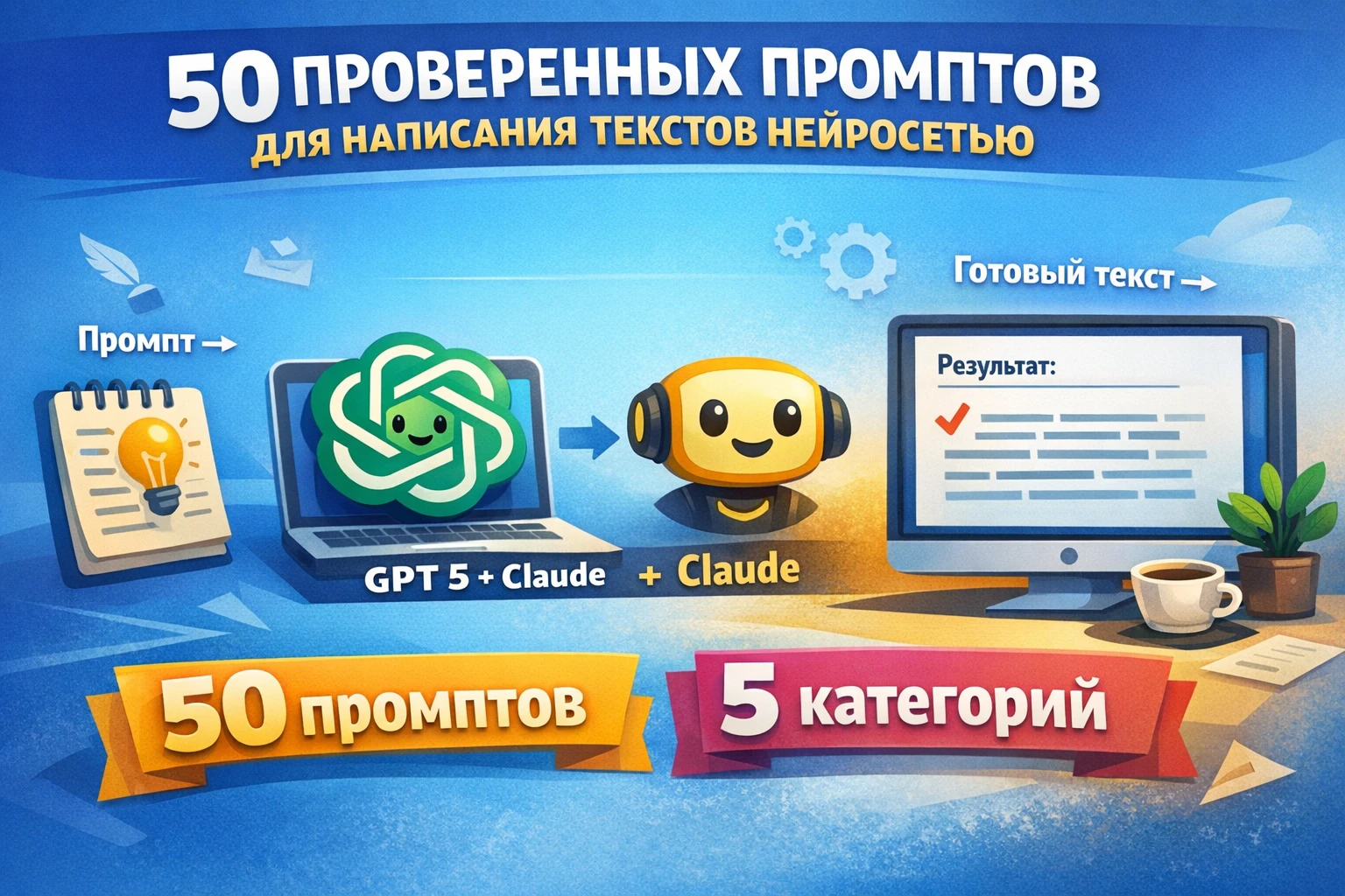 Промпты для написания текстов — 50 готовых промптов для ChatGPT и Claude