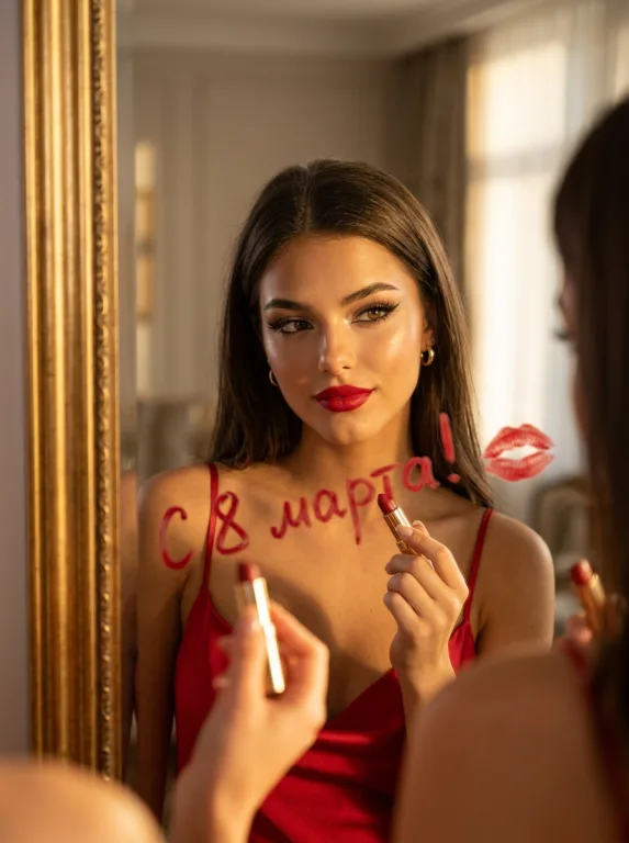 In front of the mirror