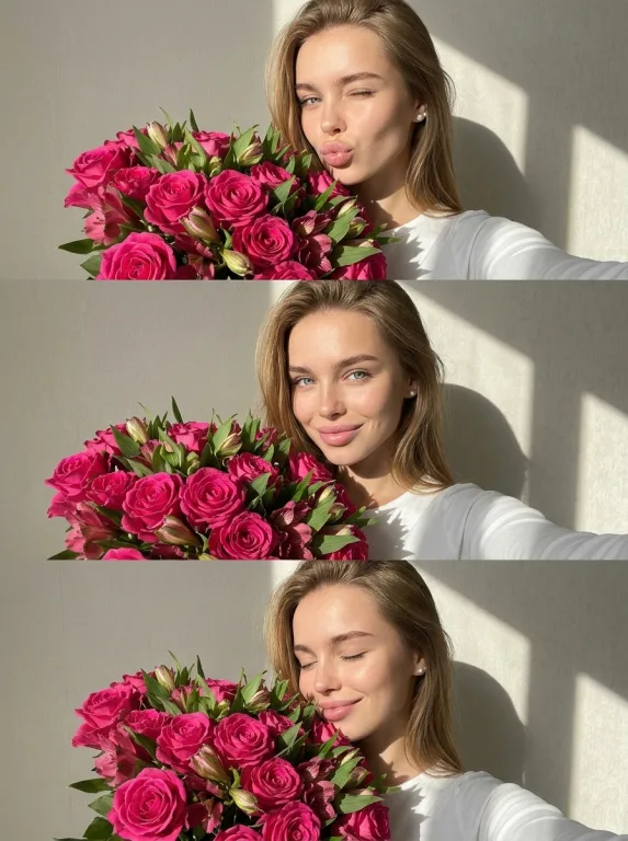 Селфи с букетом