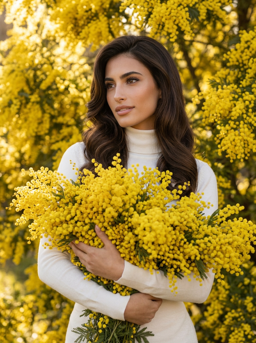 Portrait with mimosa