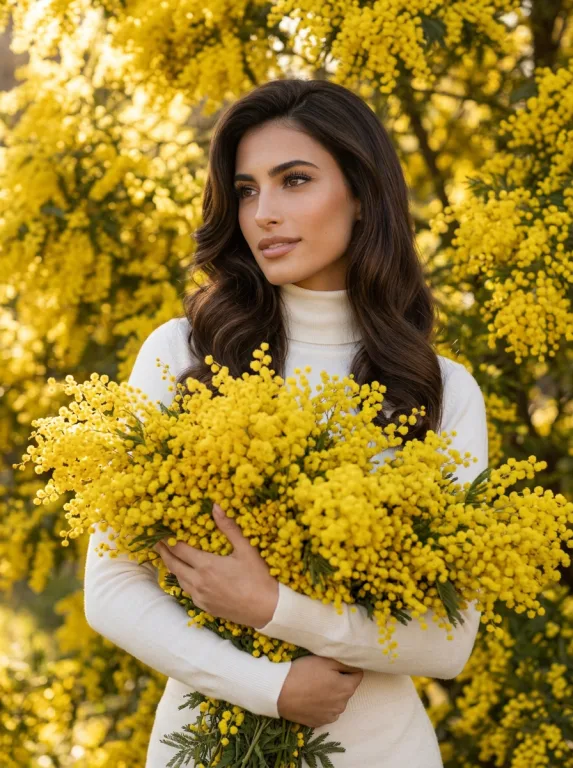 Portrait with mimosa