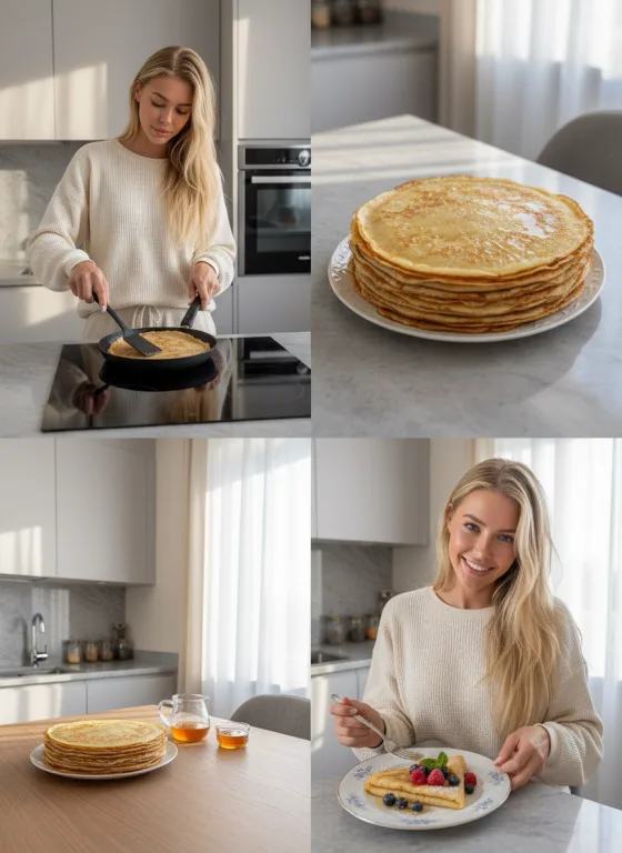 Утренний коллаж с блинчиками