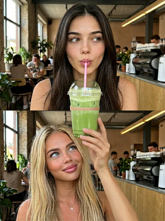Матча-латте коллаж