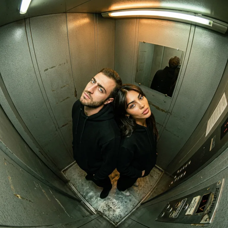 In an Elevator from an Overhead Angle