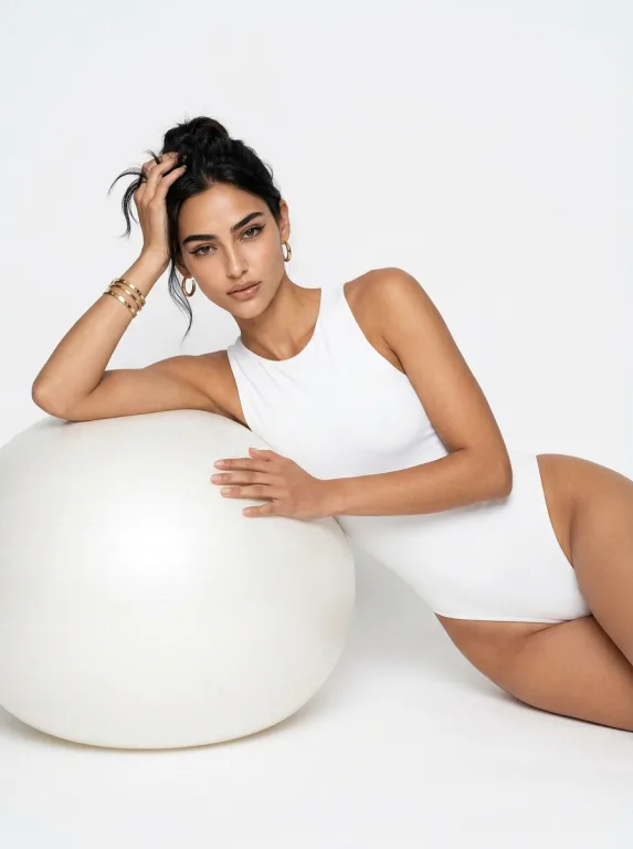 On a White Exercise Ball