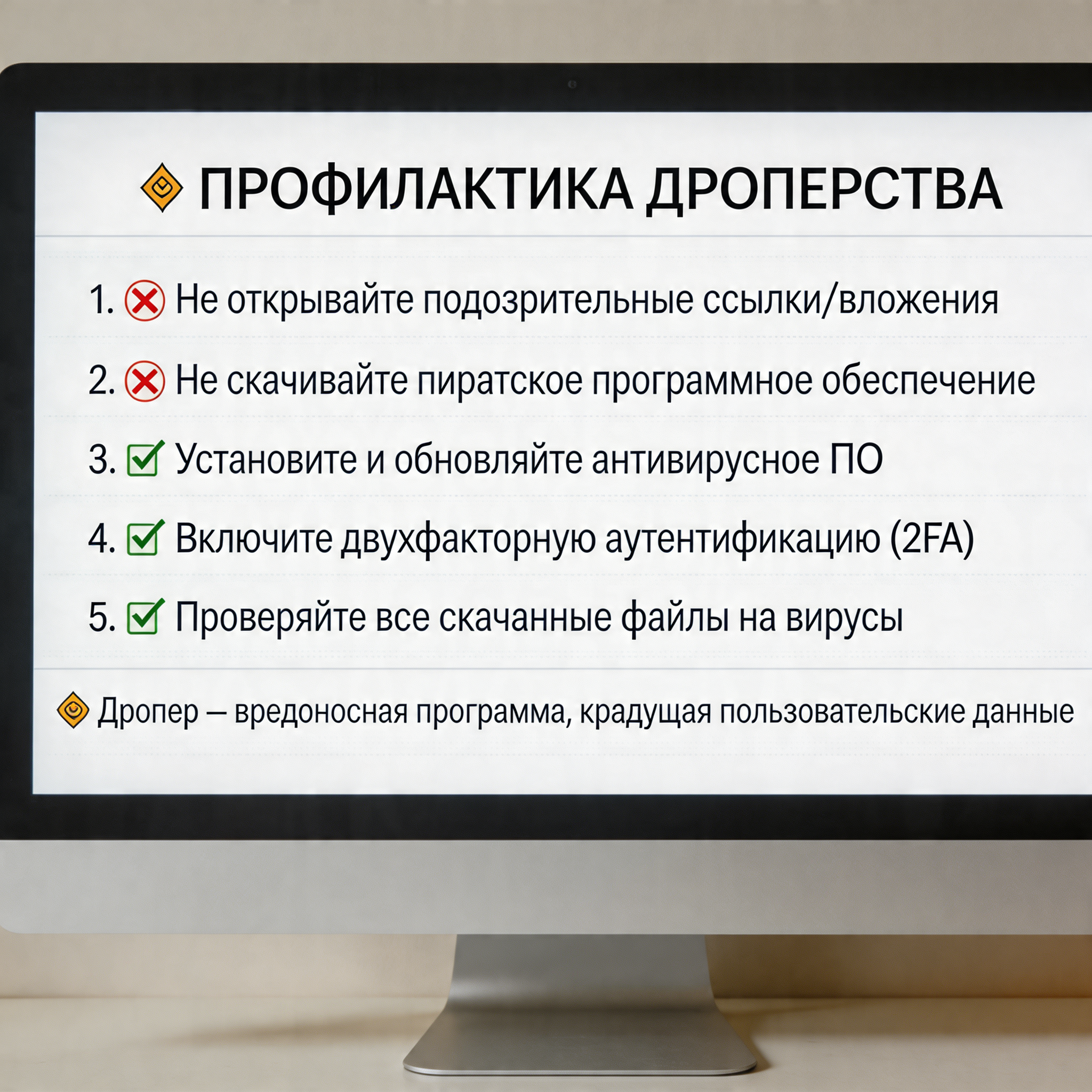 замени картинку на экране на профилактику дроперства