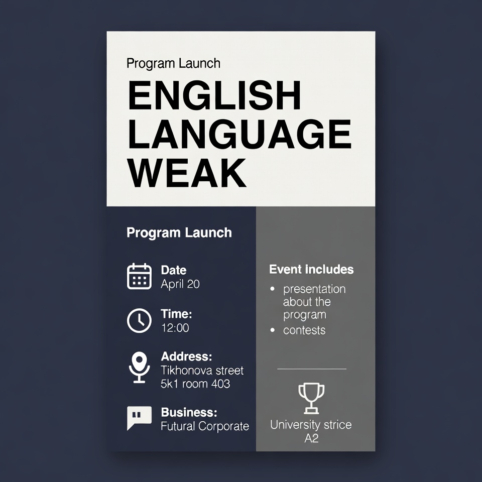 Create a professional corporate-style vertical poster for university students. T
