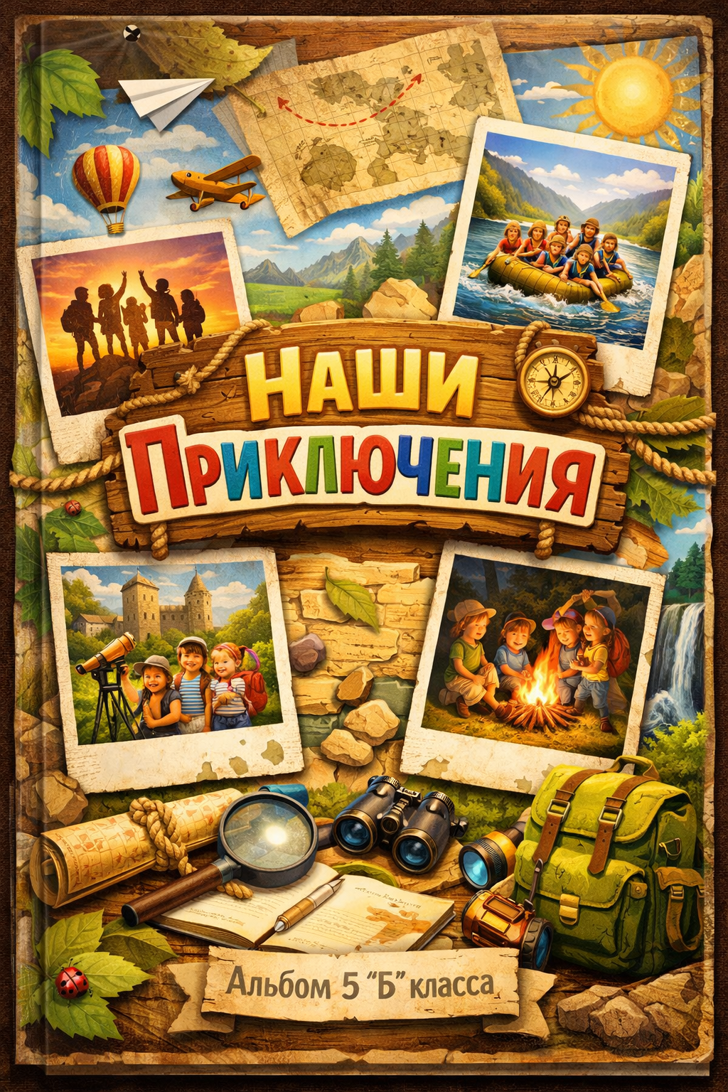 придумать обложку альбома для фотографий класса Наши приключения