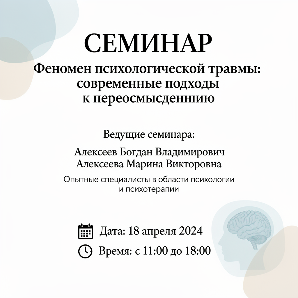 СЕМИНАР |
Феномен психологической травмы: современные подходы к переосмыслению
 