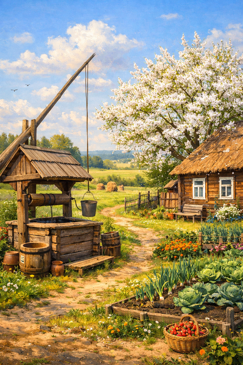 придумать картинку п описанию 

Деревня
Я люблю свою деревню,
Где живёт моя родн