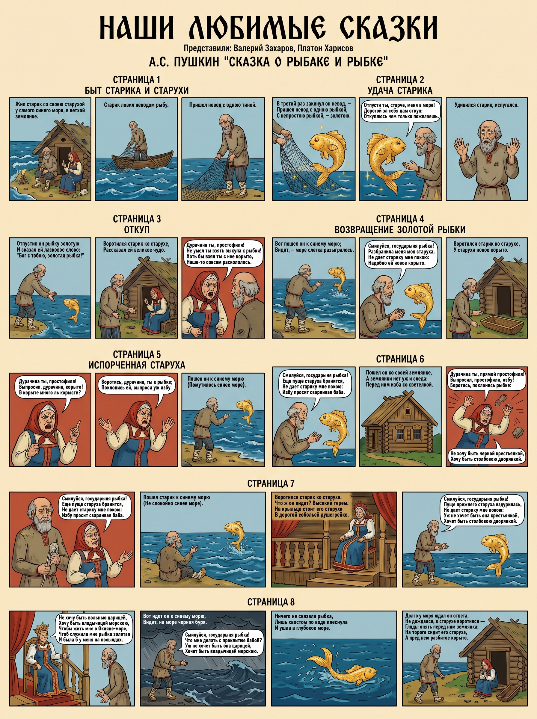 Сгенерируй комикс Название: Наши любимые истории Представляют: Валера Захаров, П