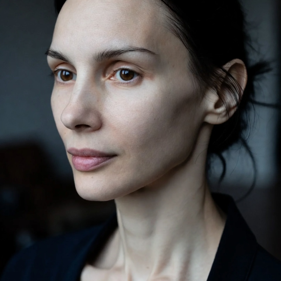 улучшить качество лица и убрать зернистость и сделать шею