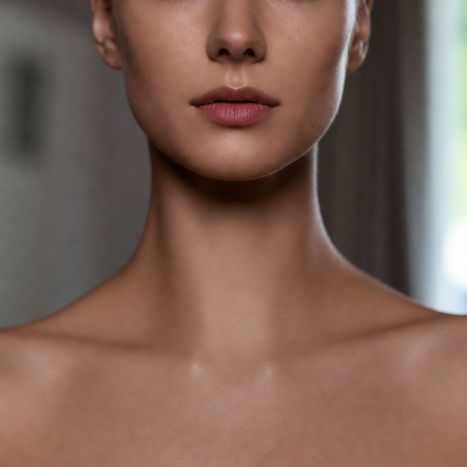 улучшить качество лица и убрать зернистость и сделать шею