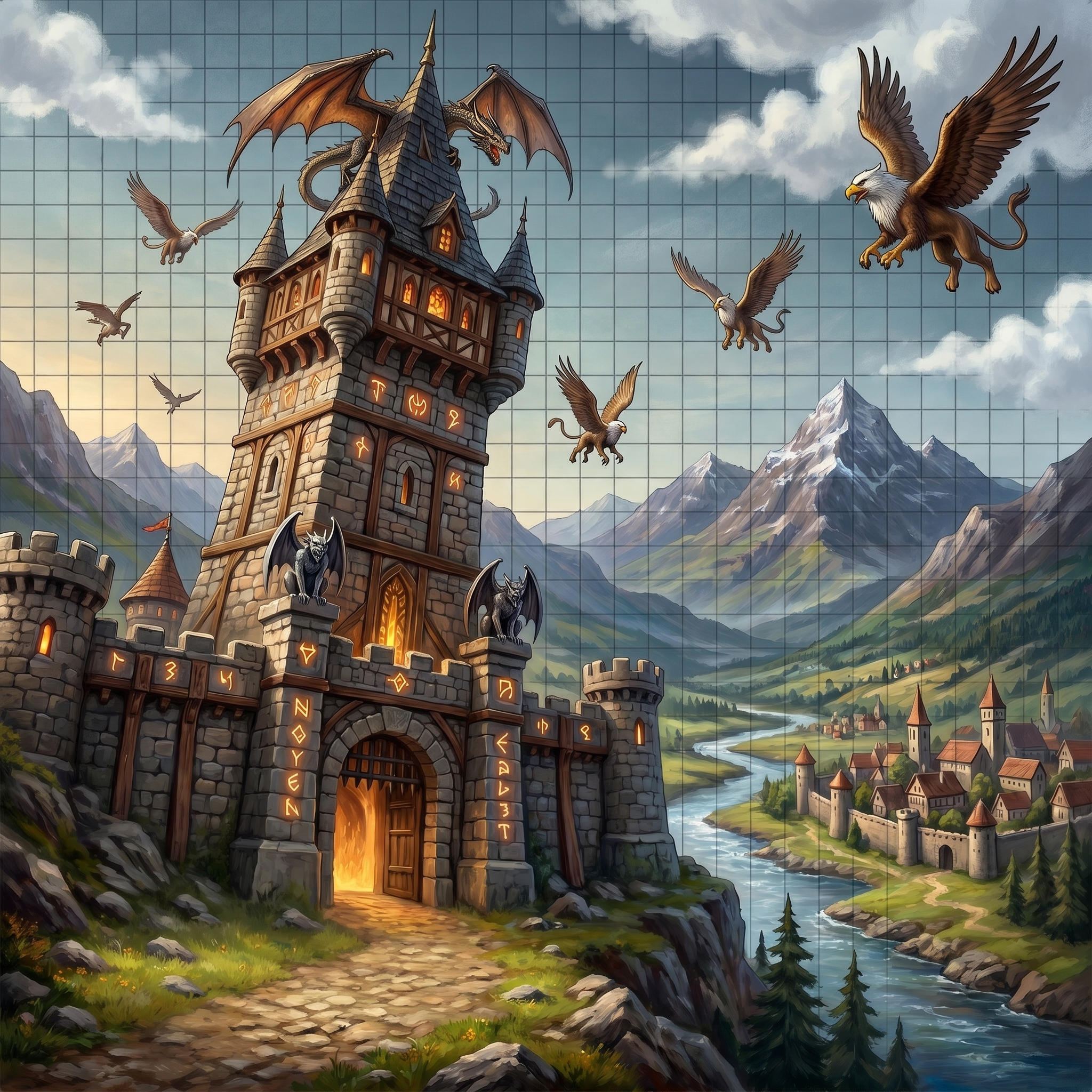 вид сверху без людей в стиле D&D