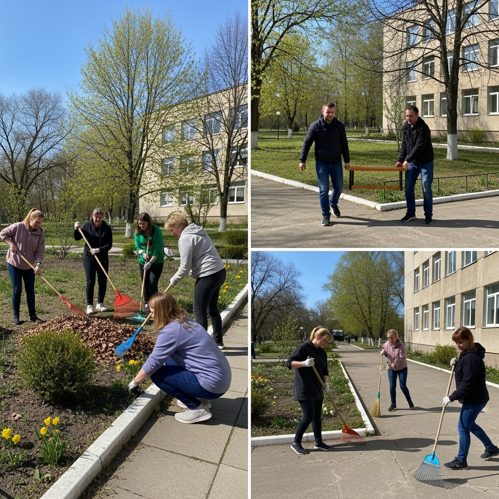 Субботник на территории образовательной организации, проводимый работниками на р