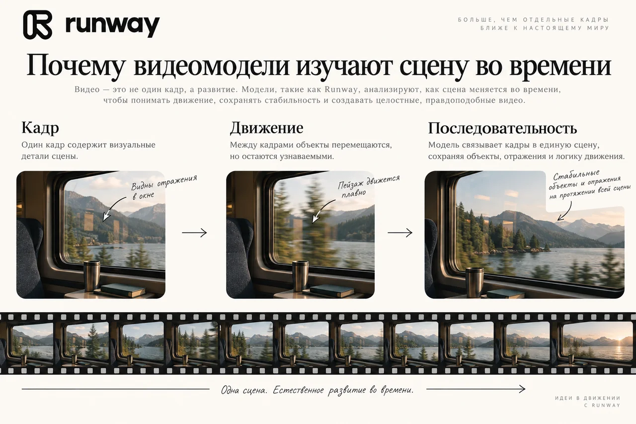 Runway — Почему видеомодели изучают сцену во времени