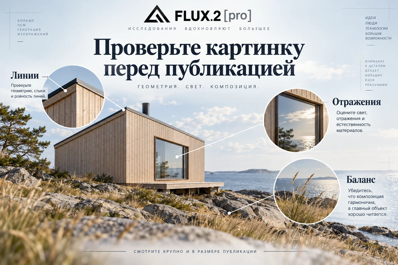 FLUX.2 Pro — проверка линий, отражений и баланса картинки