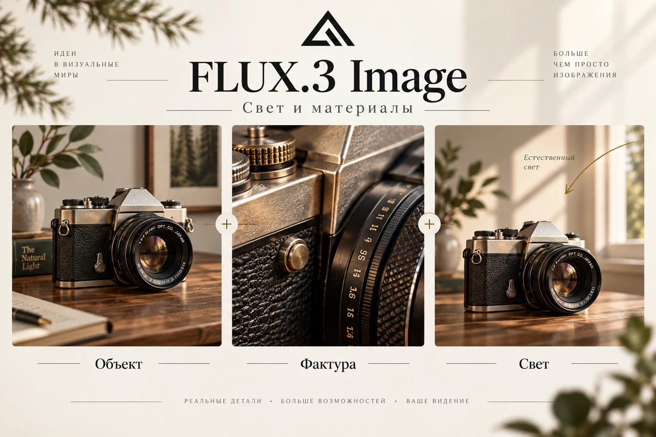 Задайте свет и материалы — FLUX.3 Image