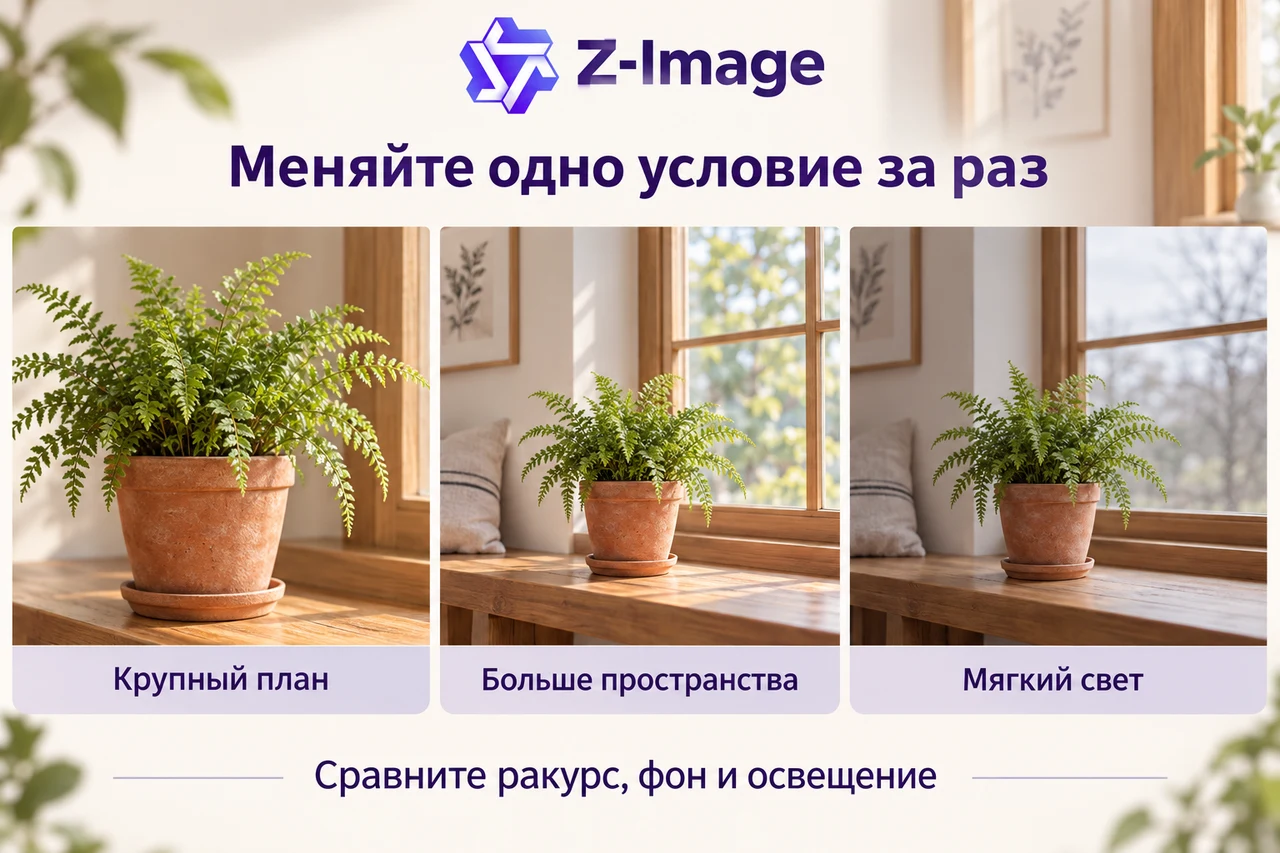 Z-Image — крупный план, свободное пространство и мягкий свет