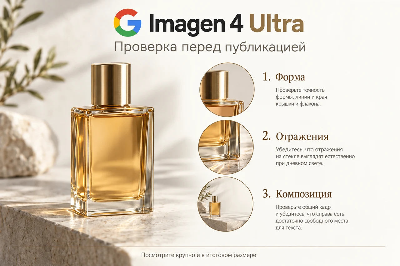 Imagen 4 Ultra — проверка геометрии, отражений и композиции перед использованием